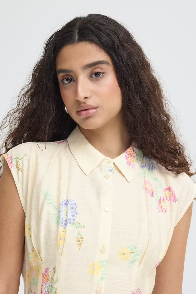 ICHI Ginni Shirt in Cross Stitch Flowers