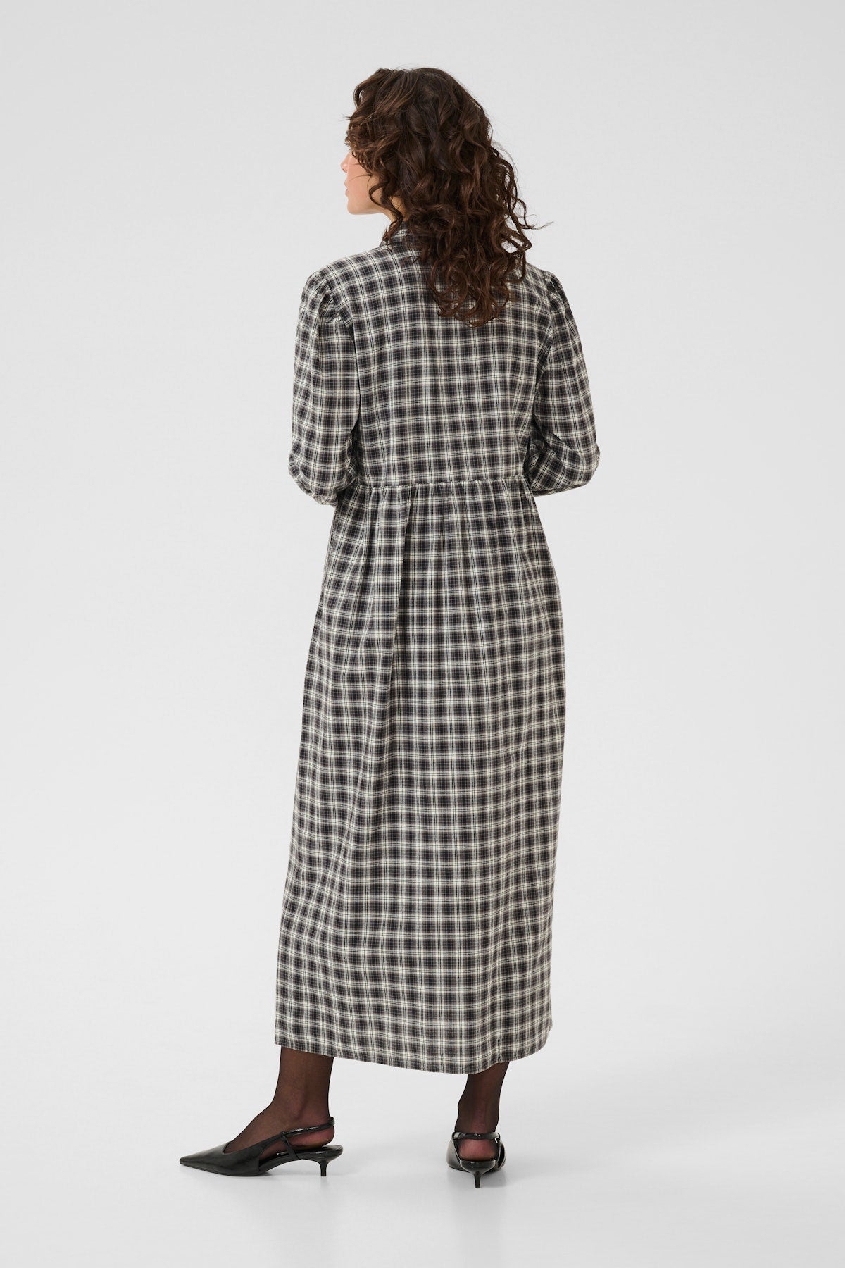 Kaffe Elna Shirt Dress in Black & Grey Check