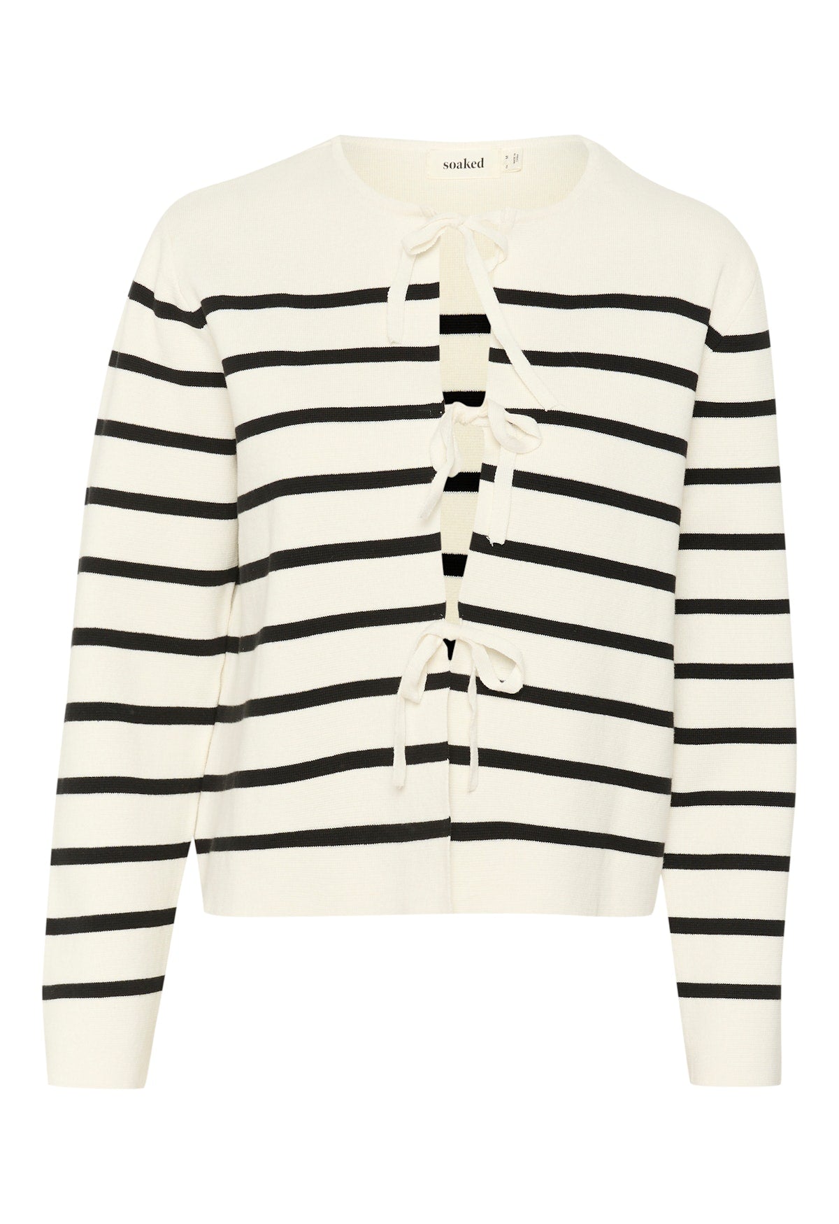 Soaked in Luxury Haven Cardigan in white with Black Stripe