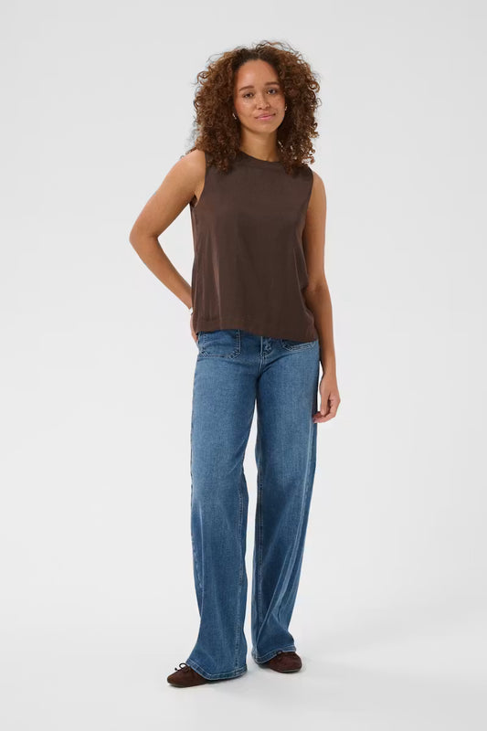 Kaffe Allie Top in Coffee Bean