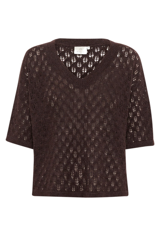 Kaffe Lourine V-neck Pullover in Fudge Melange