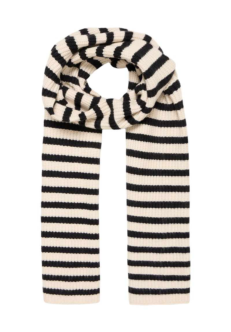 Fransa Stripy Scarf in Whisper White Mix