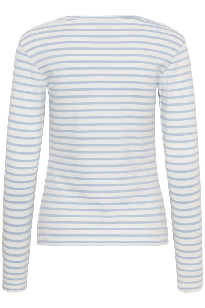 KAFFE Plain Stripe T-Shirt in Chalk White and Blue Fog Stripe