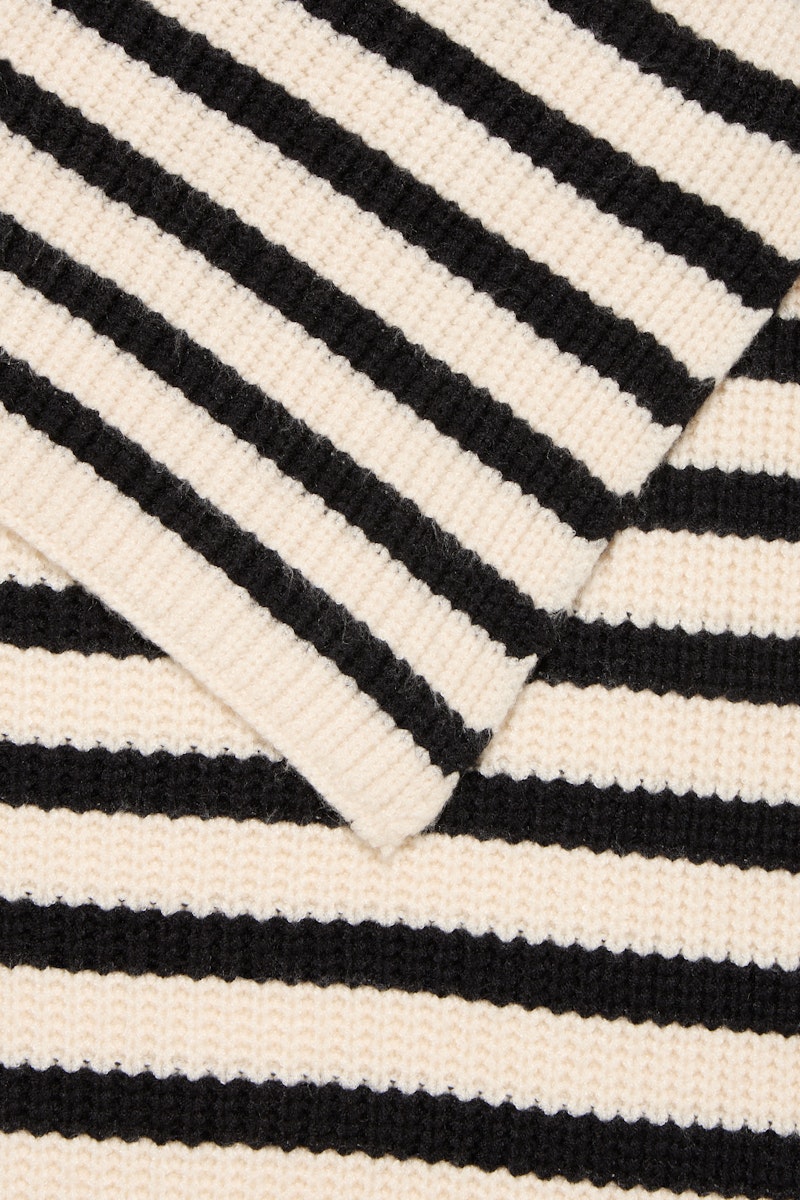 Fransa Stripy Scarf in Whisper White Mix