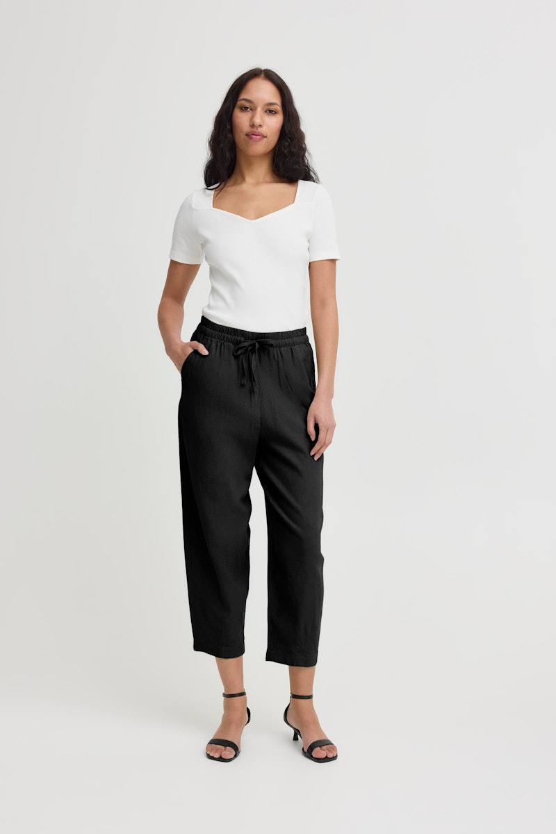 ICHI Linno Barrel Pant in Black
