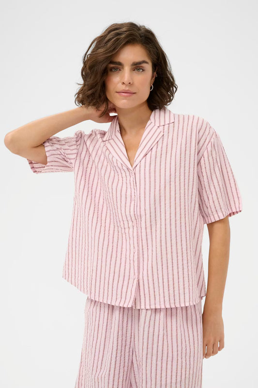 KAFFE Lara Shirt in Ballerina White Henna Stripe