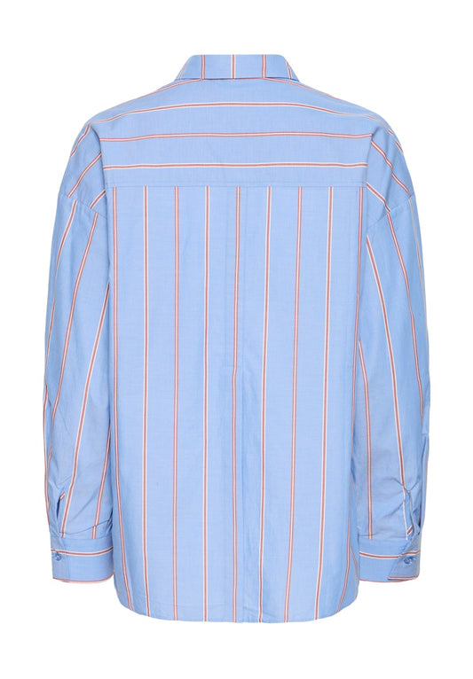 ICHI Sadia Shirt in Blue Yonder Stripe