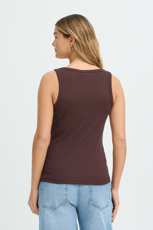 Fransa Hizamond Vest Top in Chocolate