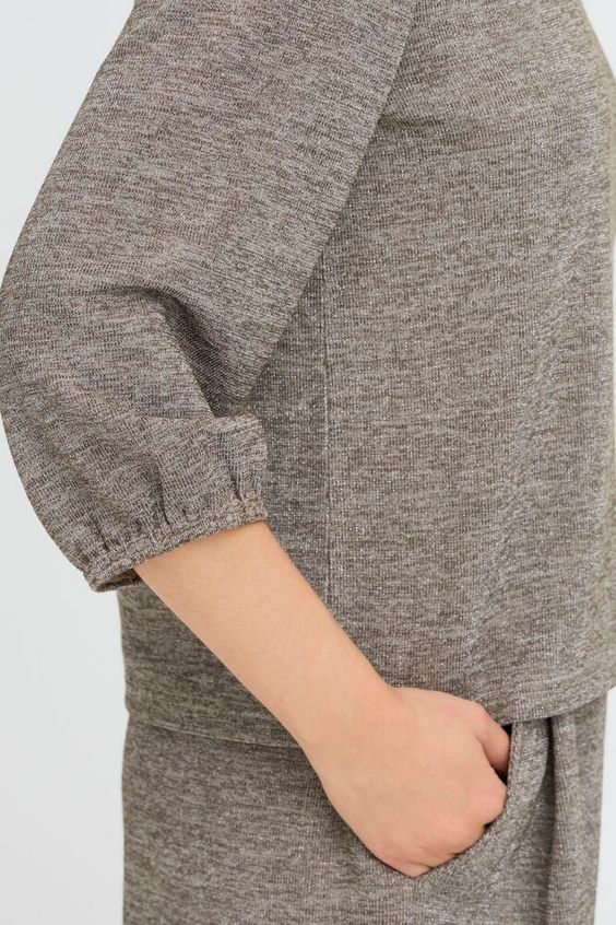 ICHI Danice SS Top in Silver Mink - Nature