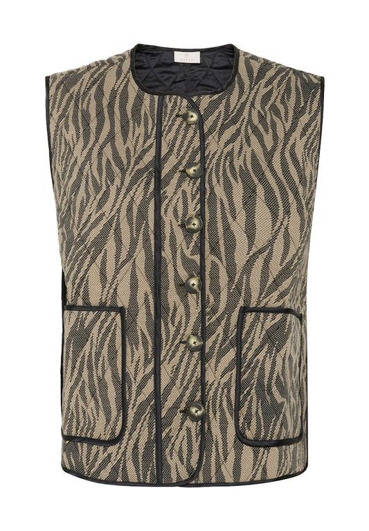 Kaffe Kyla Waistcoat in Feather Grey & Black