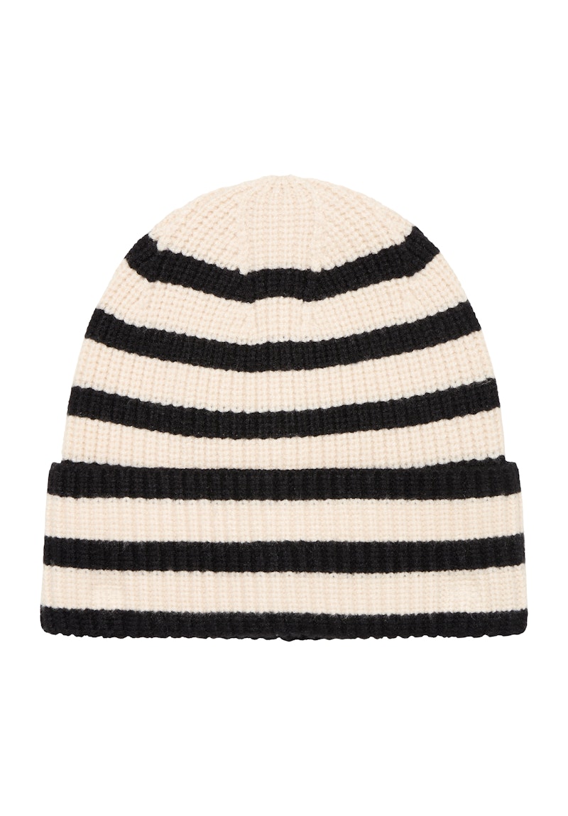 Fransa Stripy Hat in Whisper White Mix