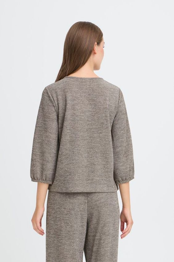 ICHI Danice SS Top in Silver Mink - Nature