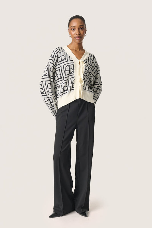 Soaked in Luxury Shonda Cardigan in White and Black Monogram