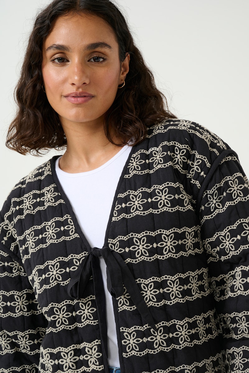 Kaffe Ronia Jacket in Black & Chalk Embroidery