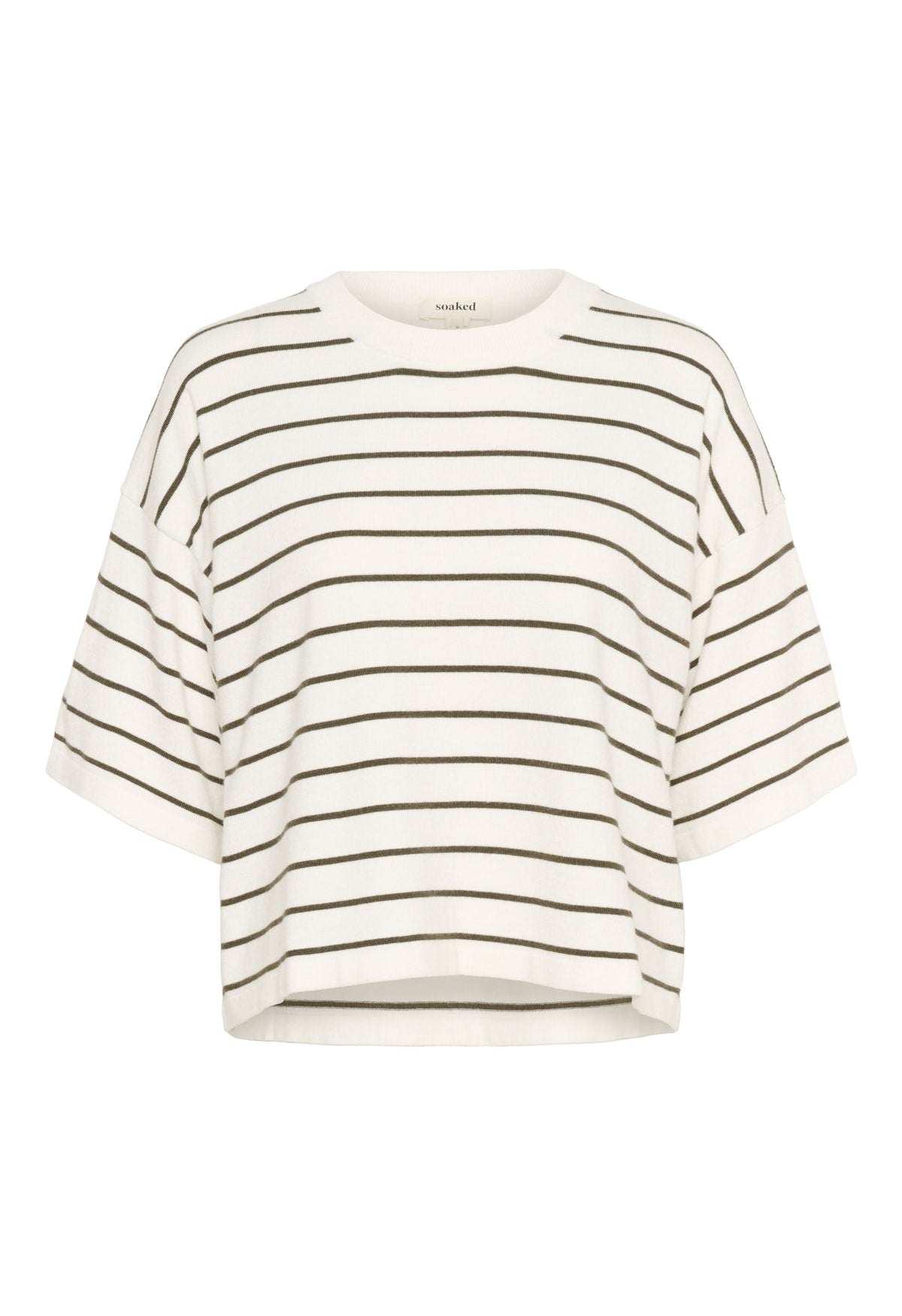 Soaked in Luxury Spina Boxy Pullover in White with Grape Leaf Stripe