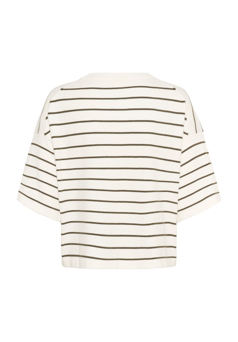 Soaked in Luxury Spina Boxy Pullover in White with Grape Leaf Stripe