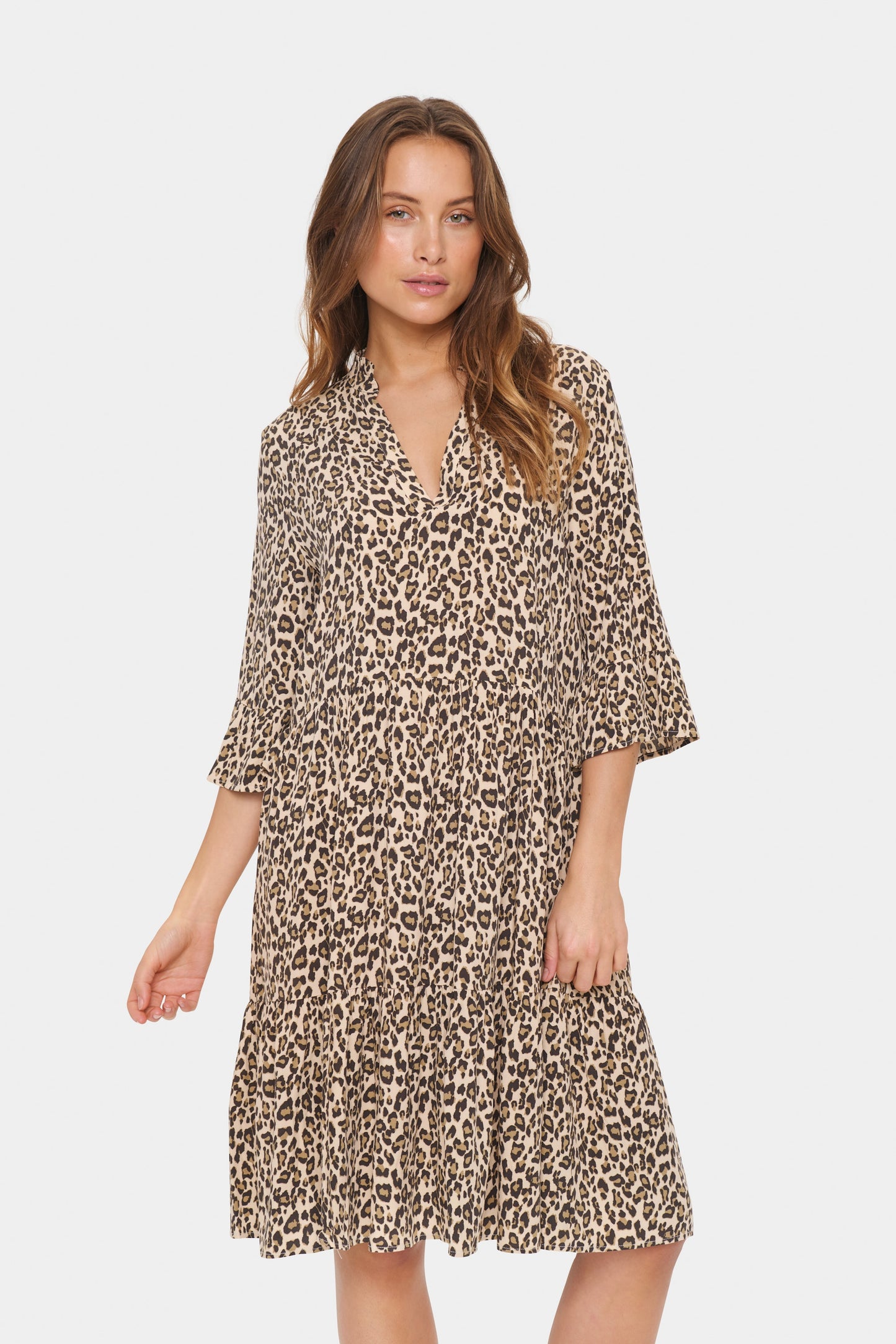 Saint Tropez Eda Dress in Creme Leopard Strokes