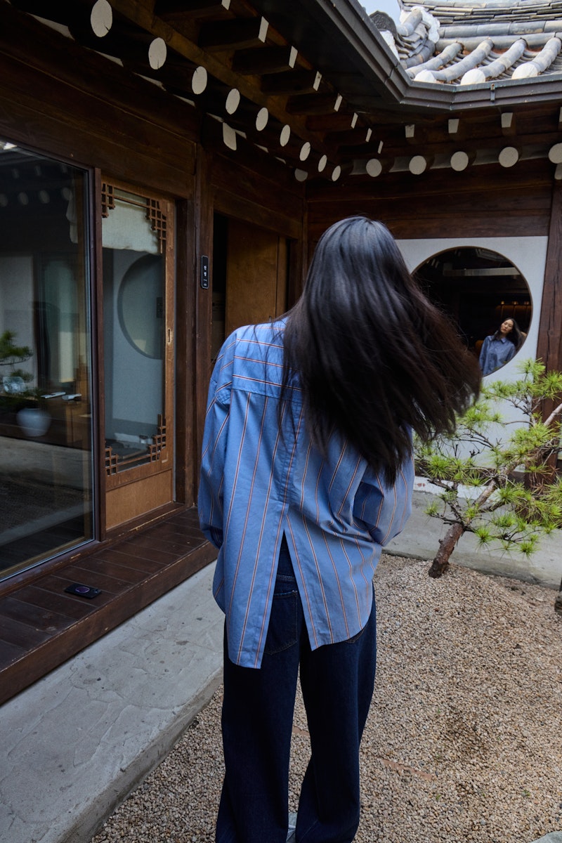 ICHI Sadia Shirt in Blue Yonder Stripe