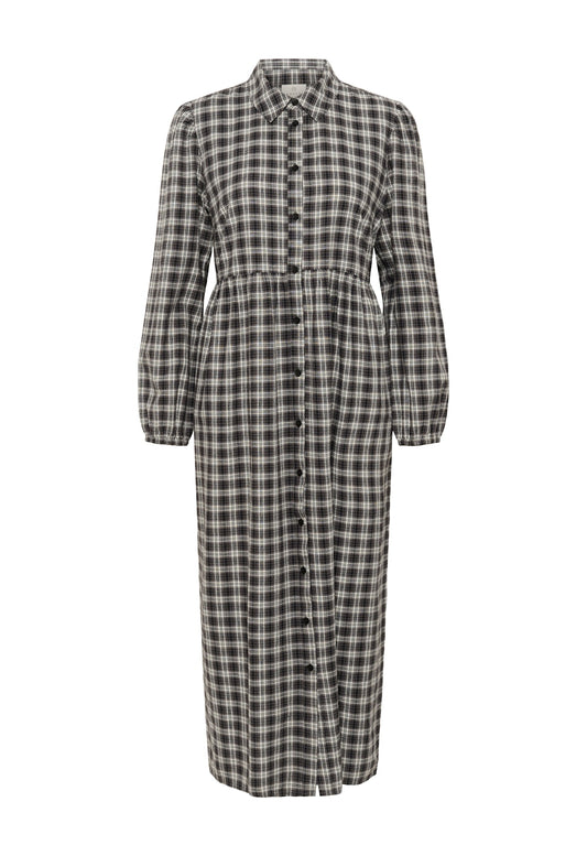 Kaffe Elna Shirt Dress in Black & Grey Check