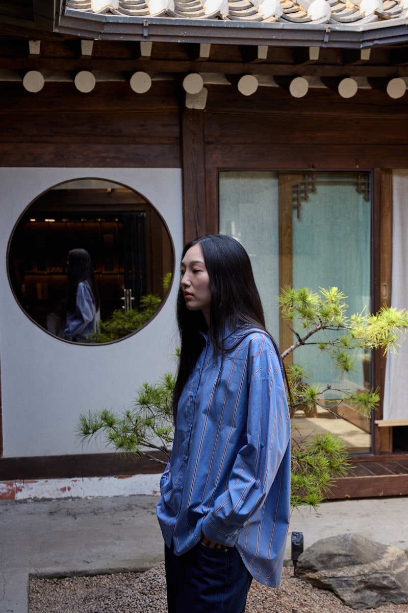 ICHI Sadia Shirt in Blue Yonder Stripe