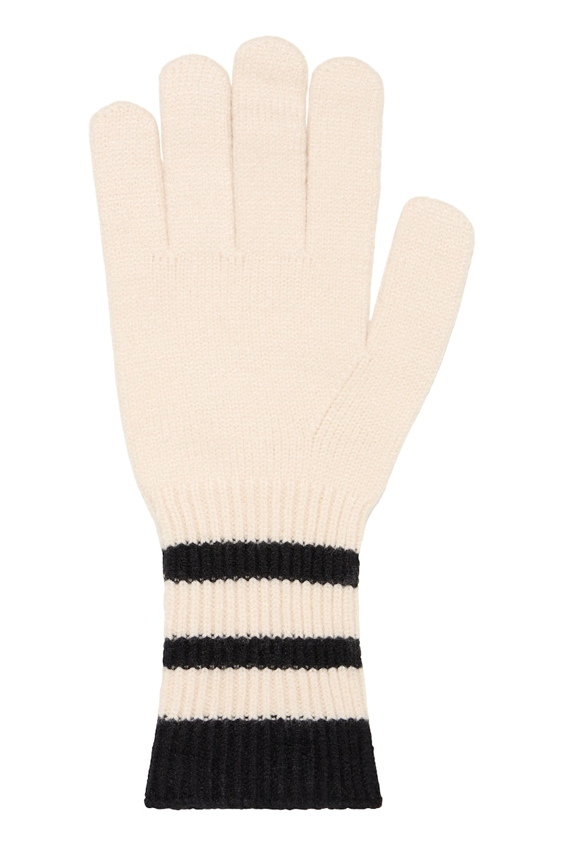 Fransa Stripy Gloves in Whisper White Mix