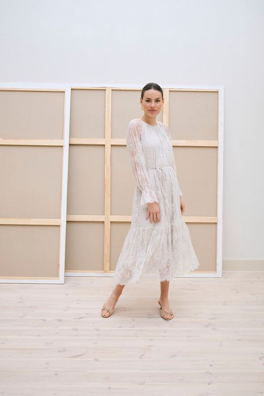 Kaffe Amelie Lace Dress in Moonbeam