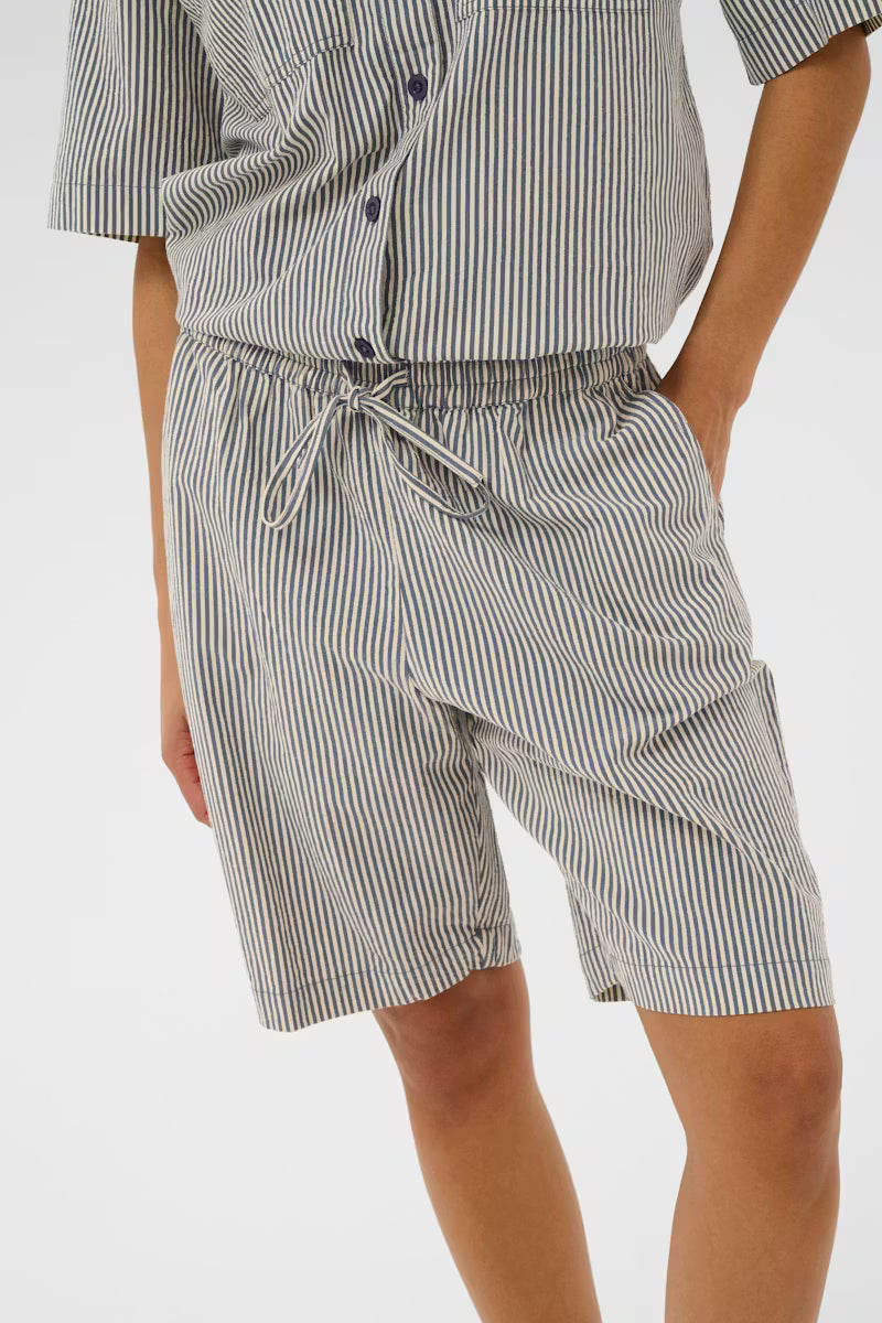 Kaffe Naya Short in Midnight/White Stripe