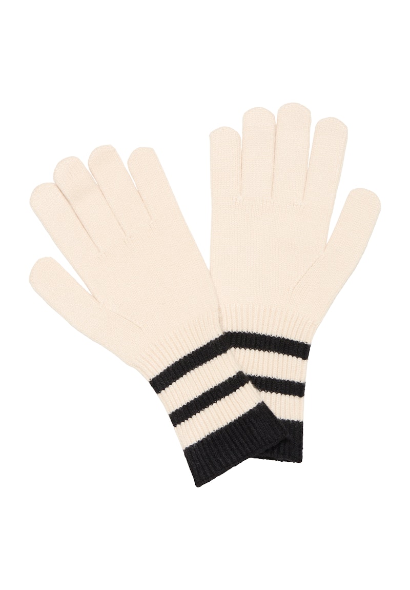 Fransa Stripy Gloves in Whisper White Mix