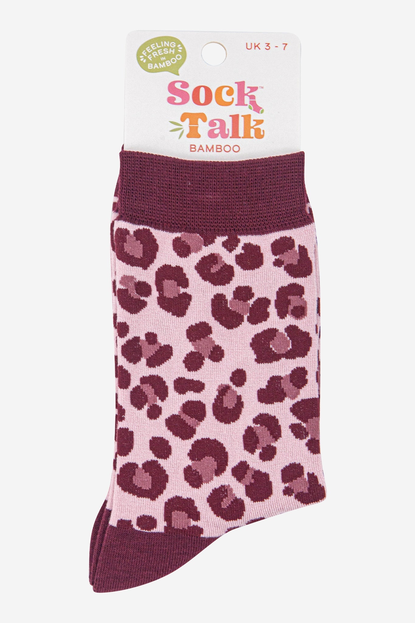 Women's Bamboo Socks - Light Pink/Berry, Leopard