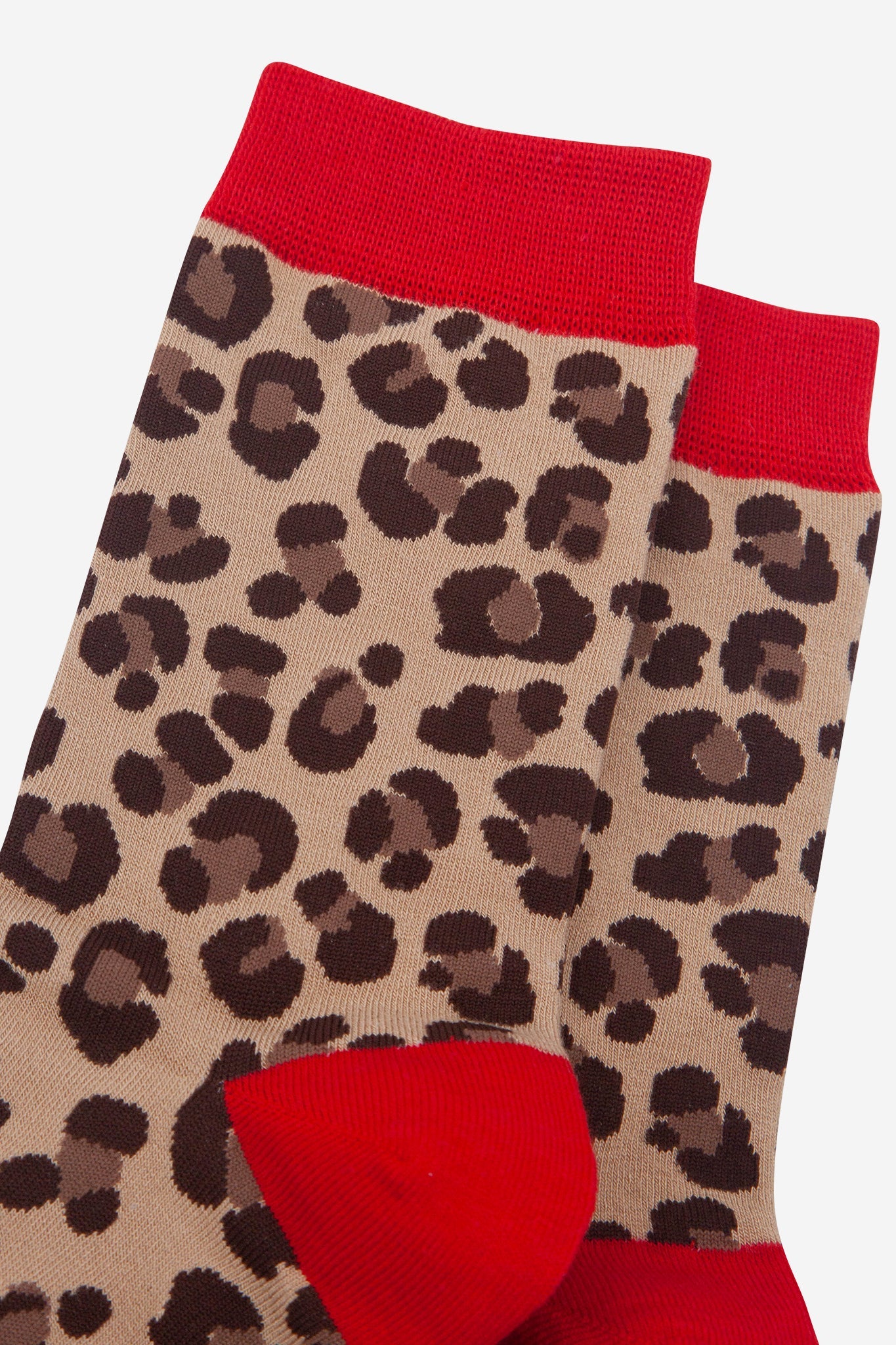 Women's Bamboo Socks - Beige/Red, Leopard