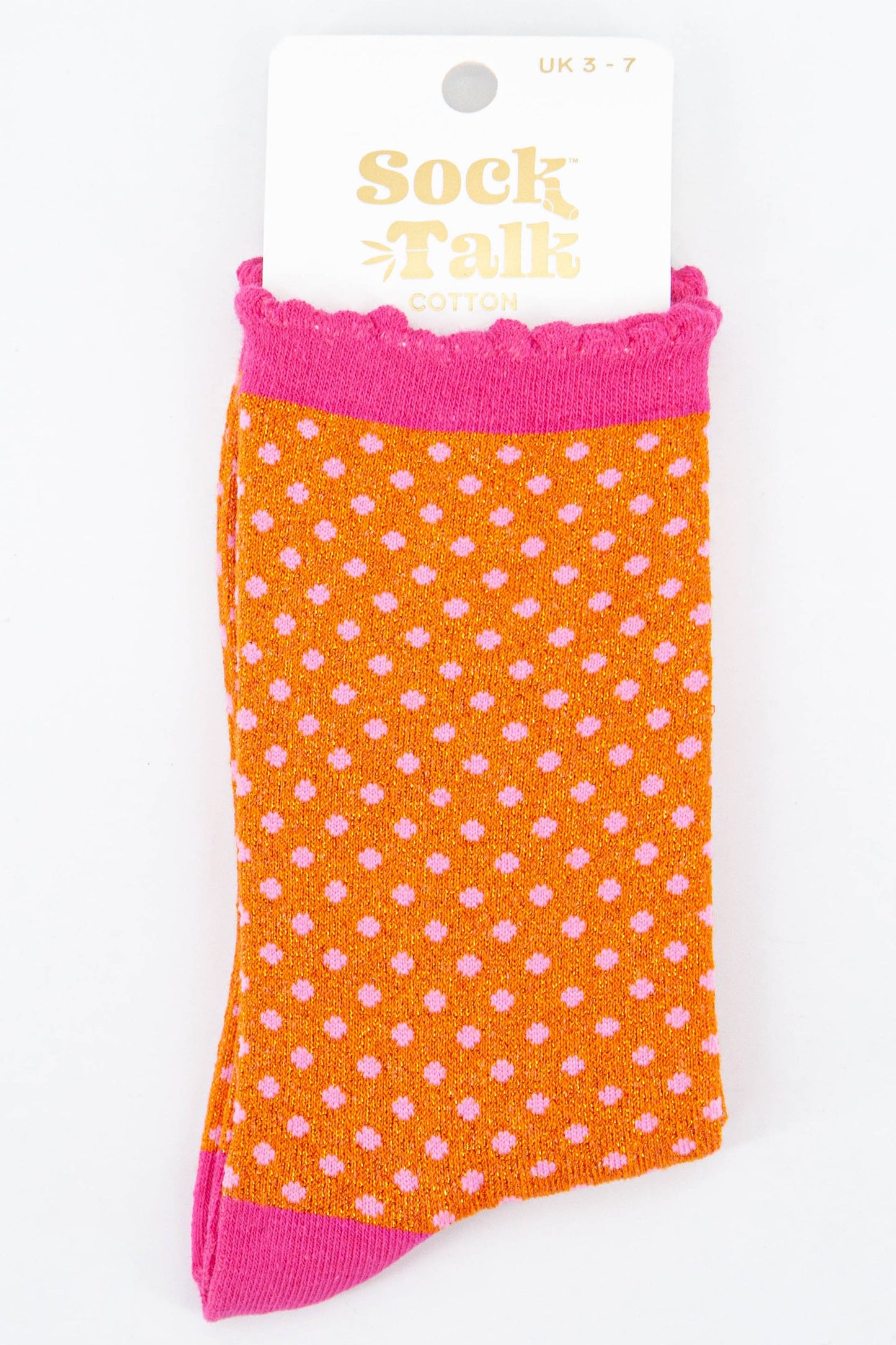 Glitter Socks - Orange/Pink, Small Polka Dot