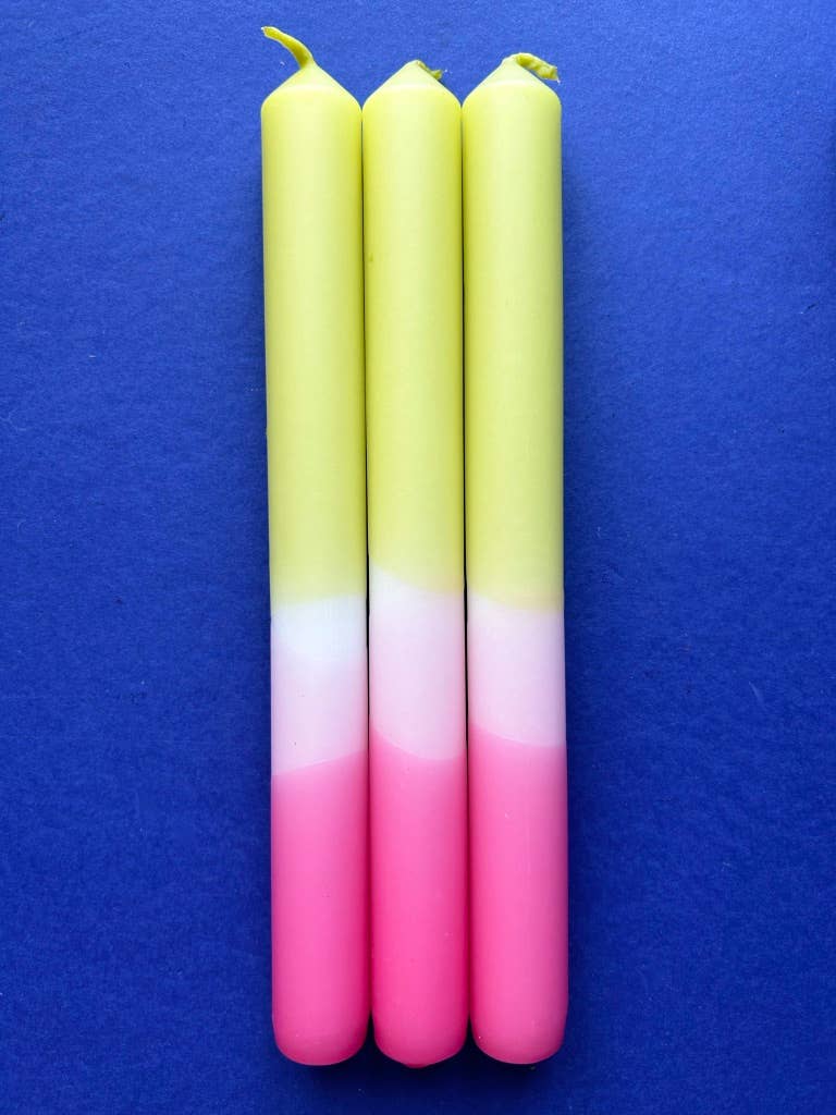 The Colour Emporium BUDDING BLOOMS Dip Dye Dinner Candles Trio