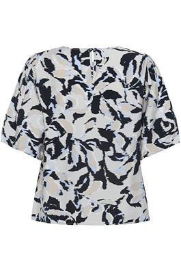 KAFFE Paco Blouse in Beige / Black / Blue
