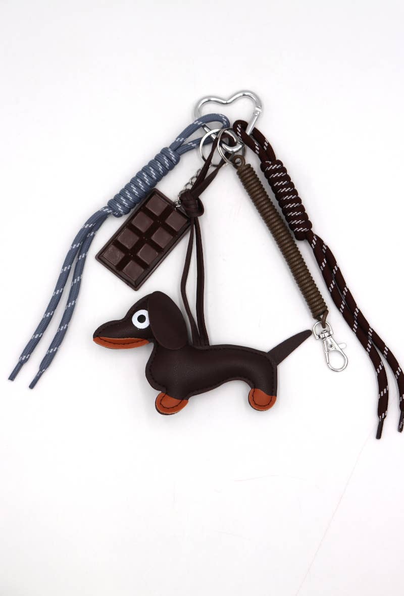 Dachshund Bag Charm in Brown