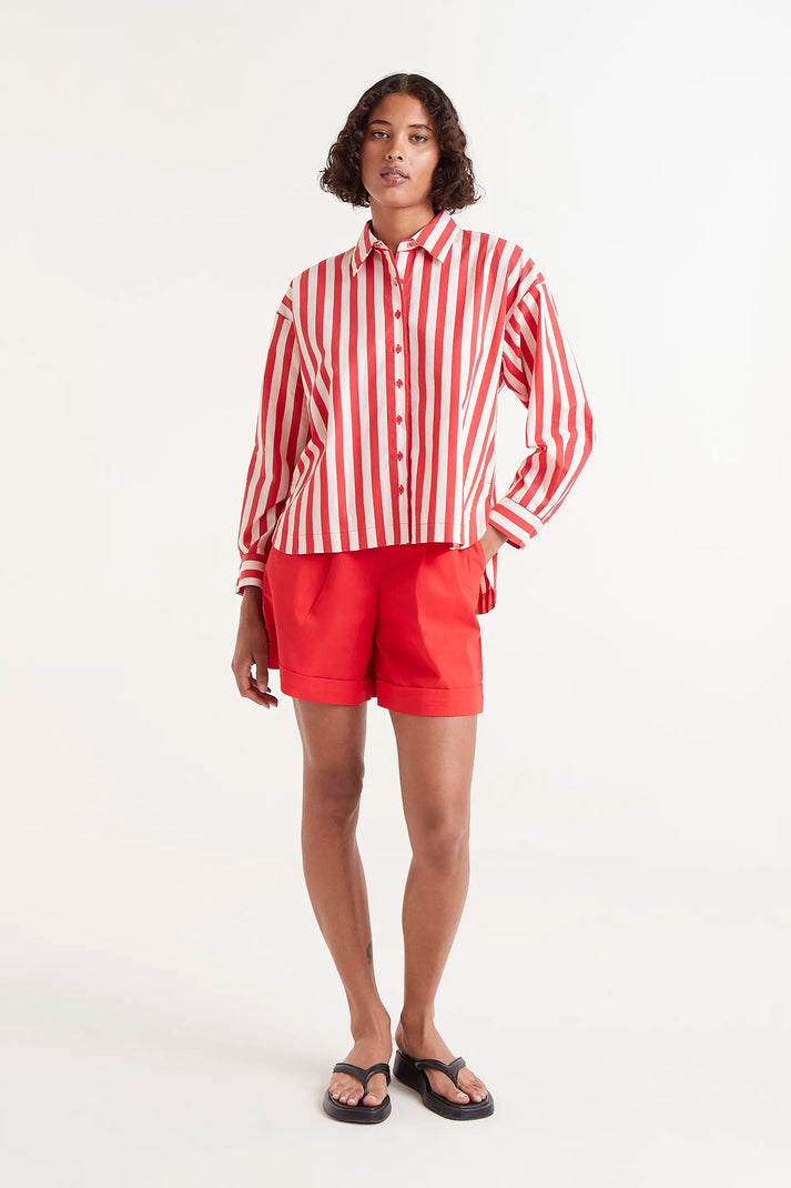Compania Fantastica Red Striped Structured Shirt