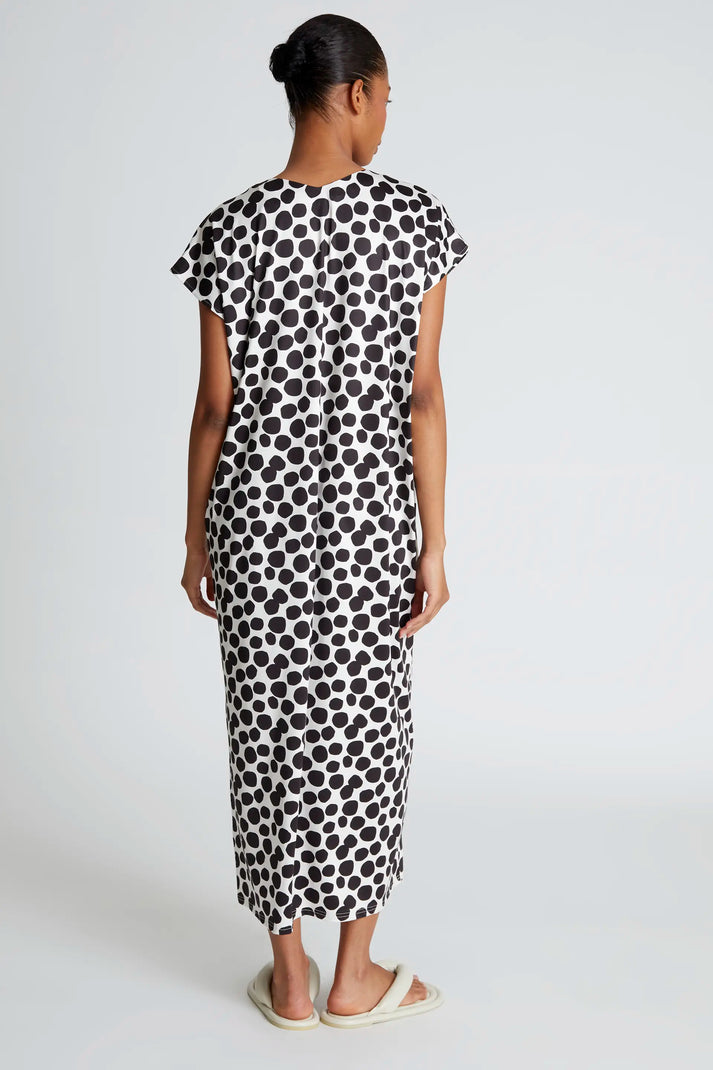 Compania Fantastica Long Terrazzo Print Kaftan in Polka Dots