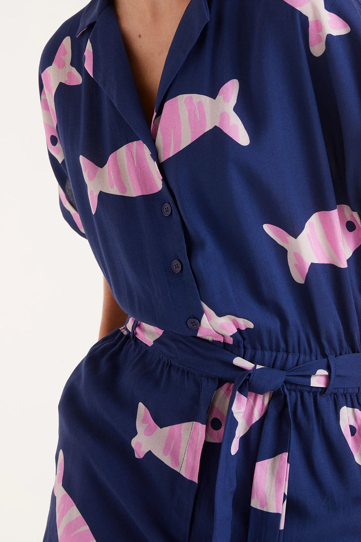 Compania Fantastica Rayon Playsuit with Eureka Print
