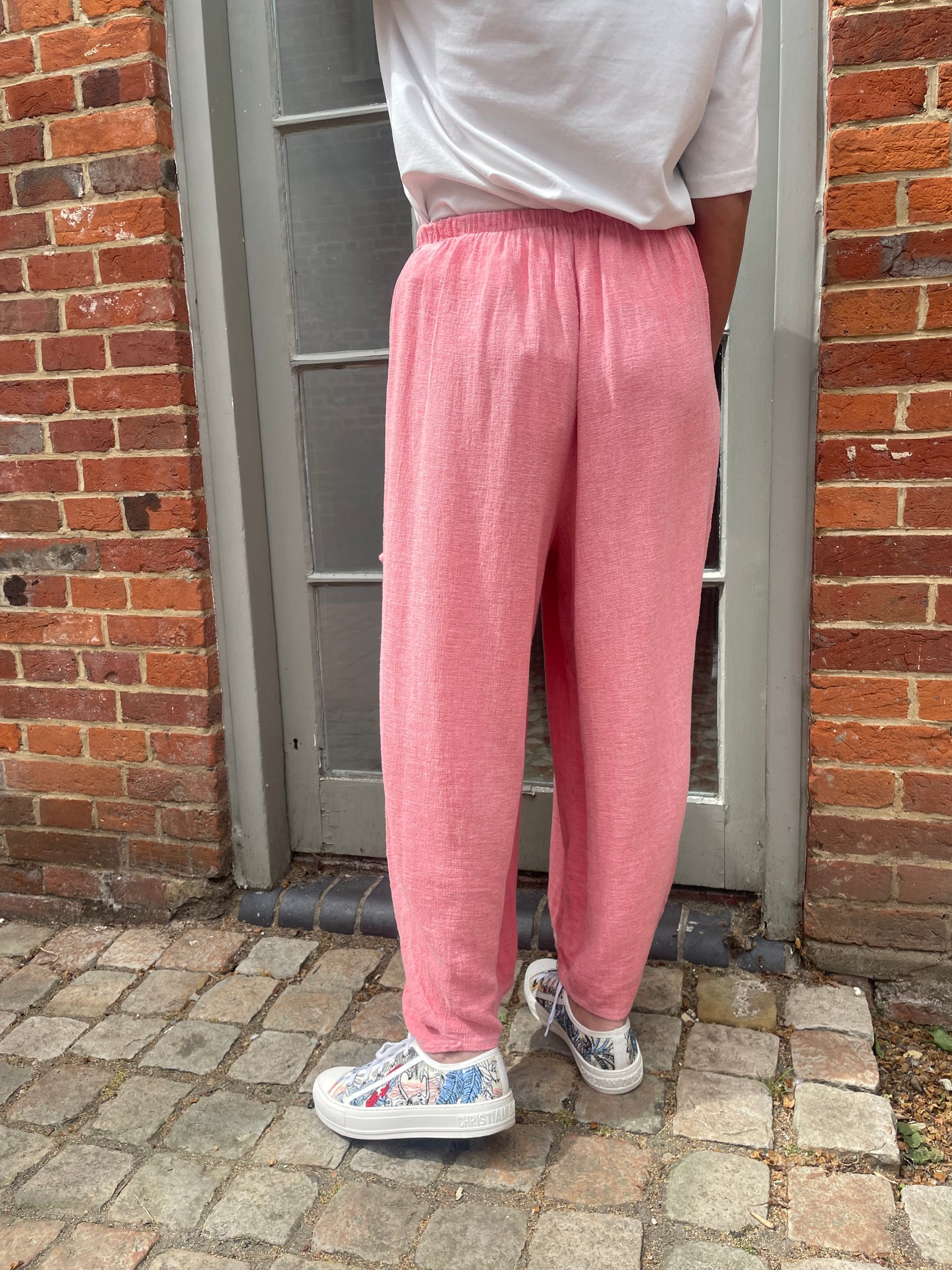 Loose Fit Balloon Leg Linen Trousers