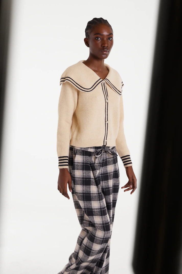 Compania Fantastica Beige Sailor Collar Cardigan