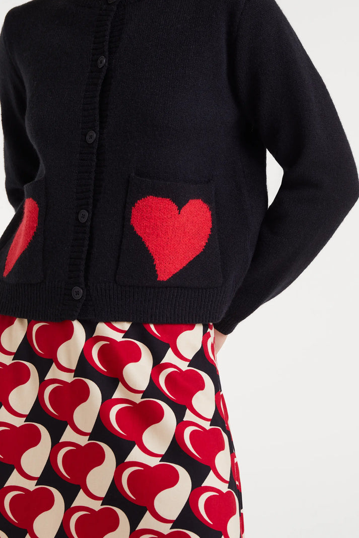 Compania Fantastica Jacquard Cardigan in Heart Attack