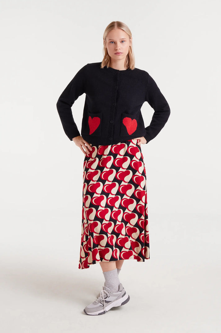 Compania Fantastica Jacquard Cardigan in Heart Attack