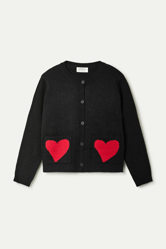 Compania Fantastica Jacquard Cardigan in Heart Attack
