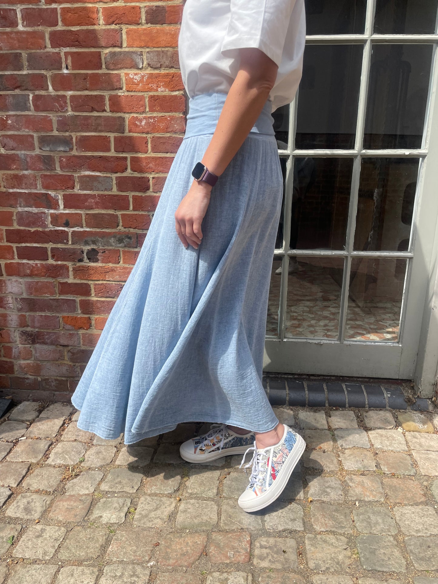 Jersey Waist Linen Texture Skirt