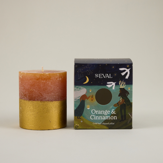 St Eval Orange & Cinnamon Half Dipped Pillar Candle