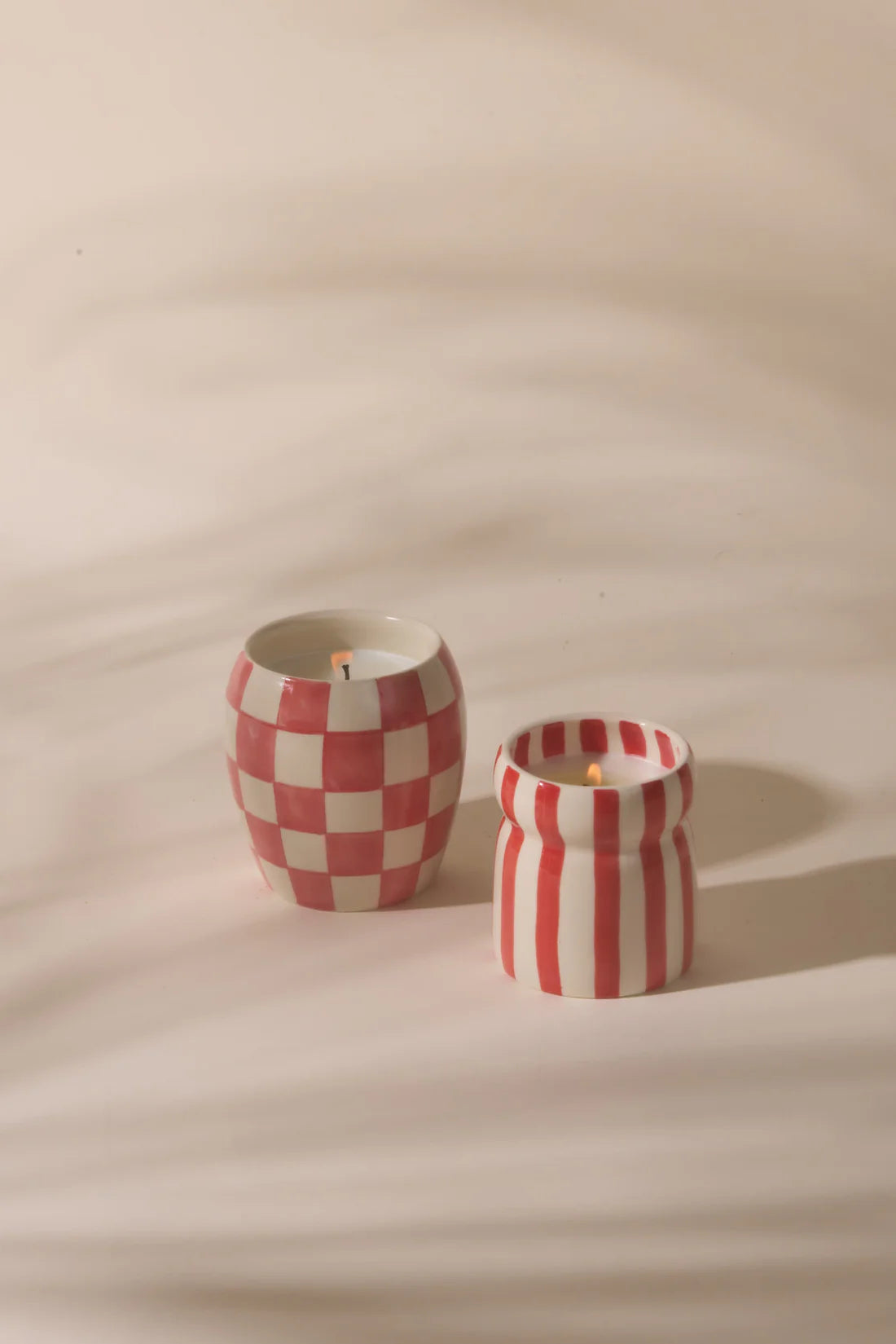 6.5 Oz Cabana Red Striped Ceramic Candle - Hibiscus Bay