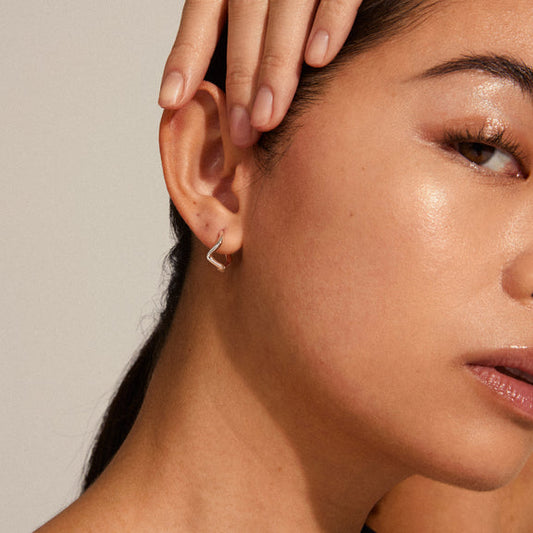 PILGRIM ALBERTE organic shape hoop earrings silver-plated