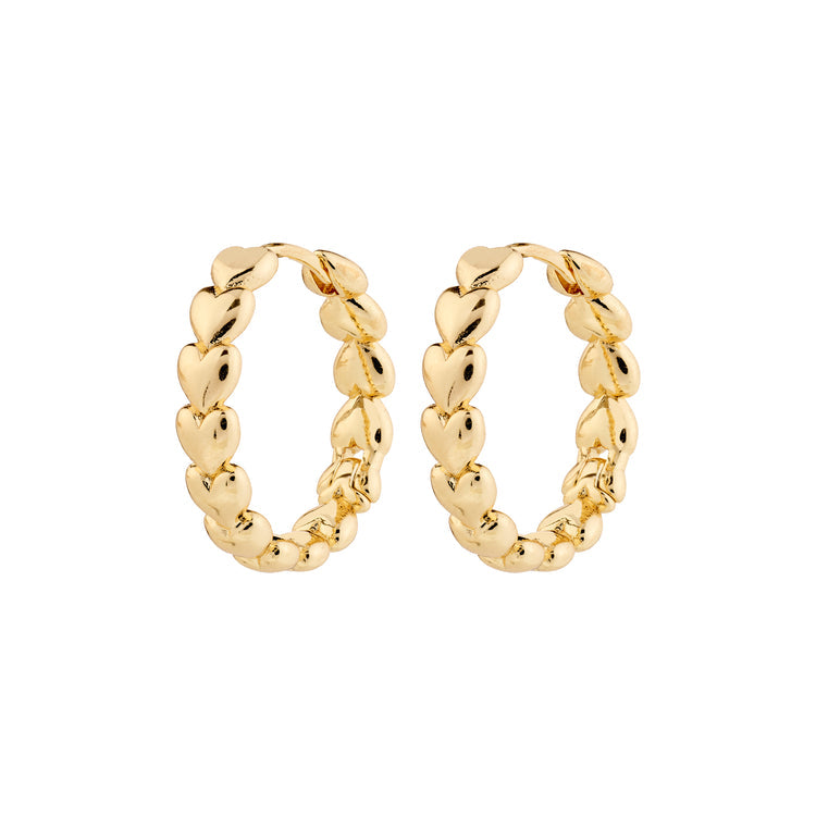 Pilgrim MAEVE gold-plated hoop earrings of tiny hearts