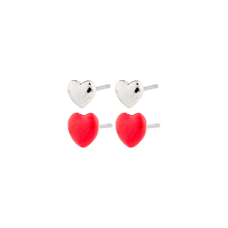 Pilgrim MAEVE heart earrings 2-in-1 set silver-plated