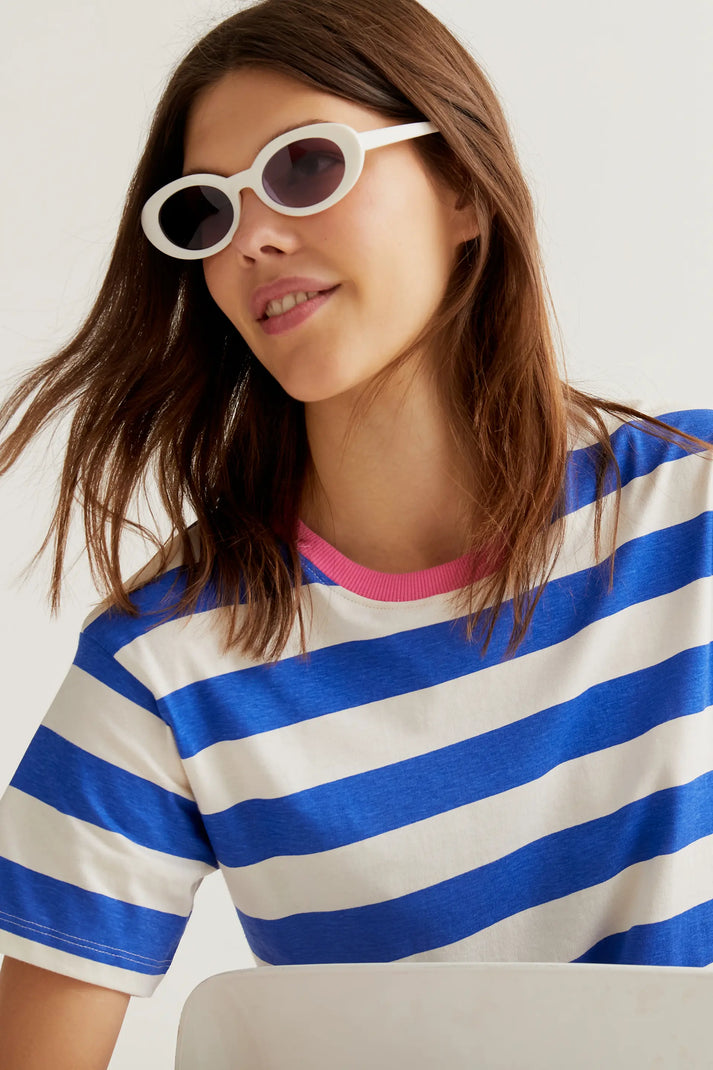 Compania Fantastica T-shirt with Blue & White Stripe