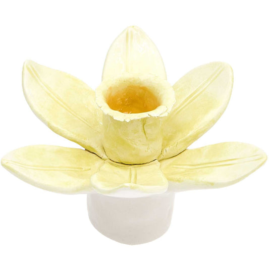 RICO Ceramic Candle Holder Daffodil, Big, Yellow, 7x12.5x12.5cm, for Candles Ø2.4cm